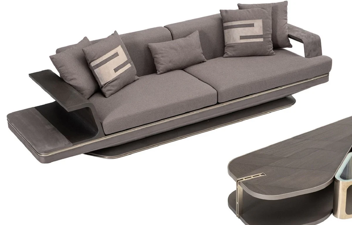 Luxury sofa gray / silver 290 x 94 x H. 76 cm - Living room sofa - Hotel sofa - Living room furniture - Living room furniture - Hotel furniture - Luxury furniture - Luxury furniture