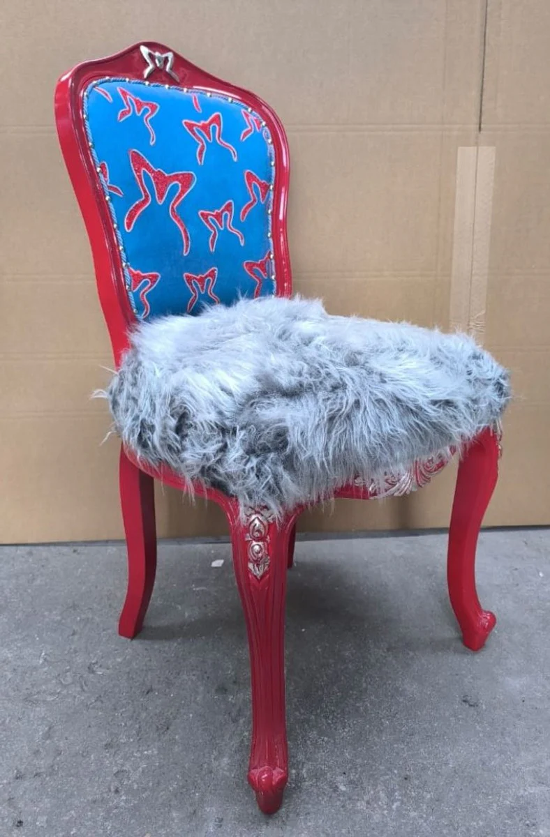 Luxury Baroque Dining Room Chair Gray / Blue / Red / Silver - Baroque Furniture