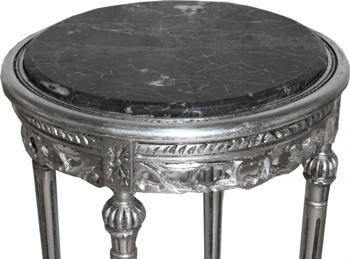 Baroque side table round silver ModY12 73 x 47 cm antique style