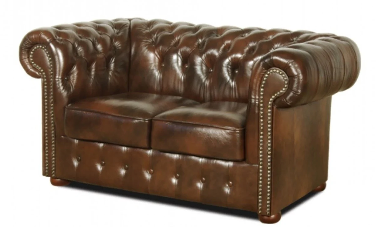 Real leather 2-seater sofa dark brown 160 x 90 x H. 78 cm - luxury quality