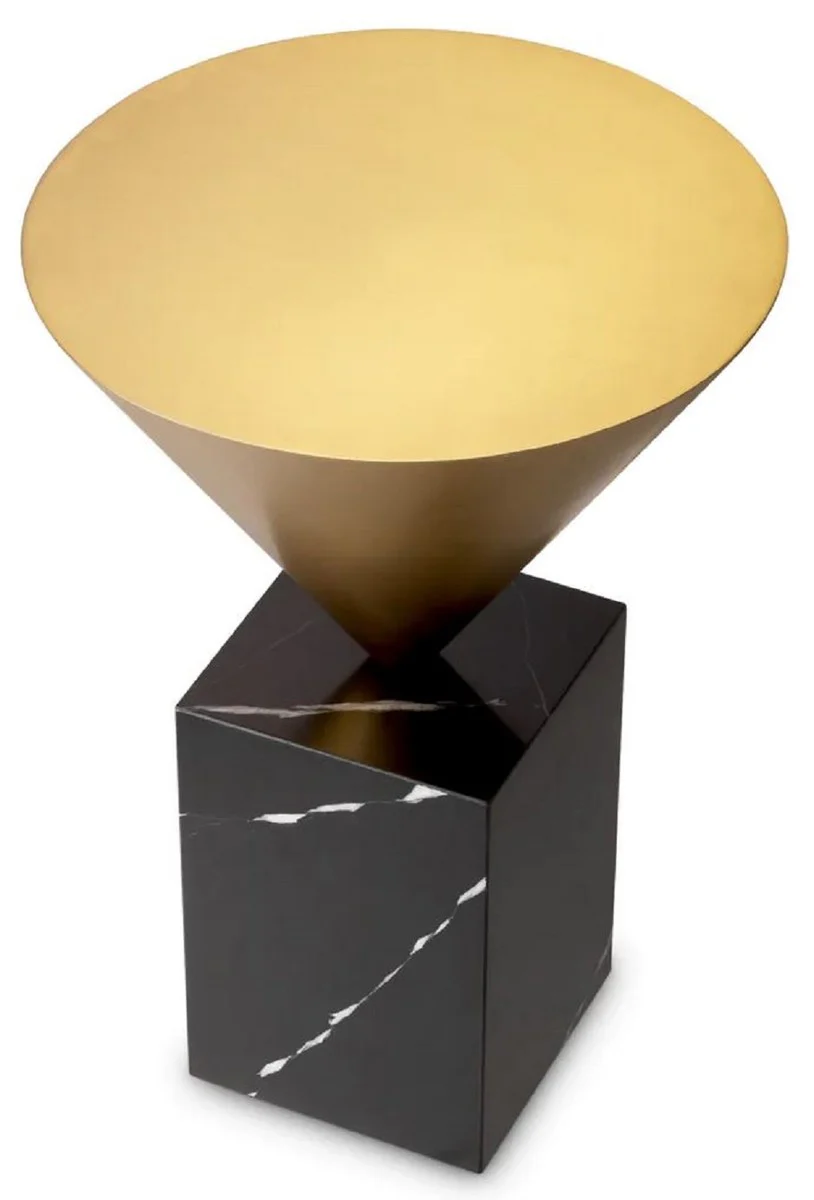 Luxury side table brass / black Ø 42 x H. 61 cm