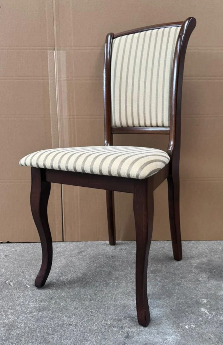Baroque dining room chair cream / silver / dark brown - dining room furniture