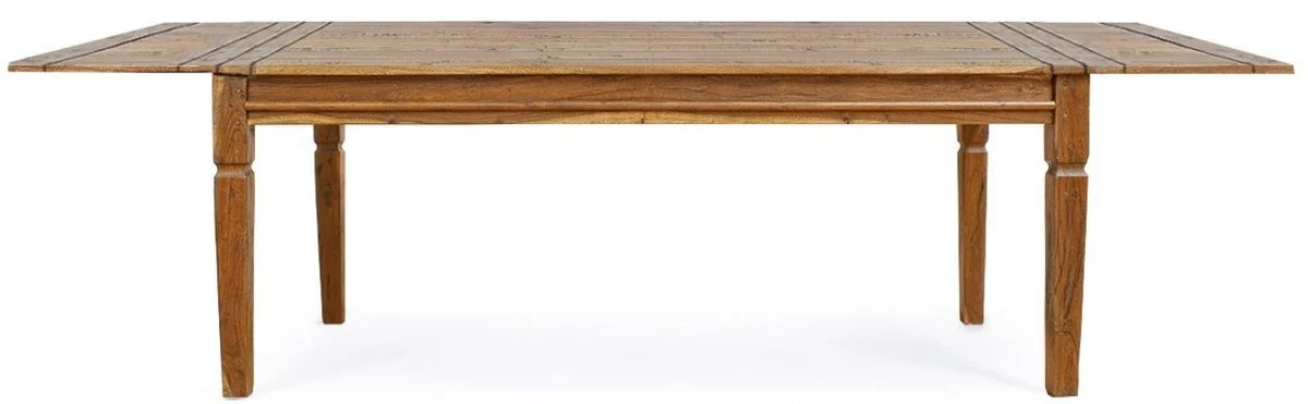 Country house style dining table brown / natural colors 200-290 x 100 x H. 76 cm - Extendable rustic solid wood kitchen table - Rustic dining room furniture - Solid wood furniture - Country house style furniture