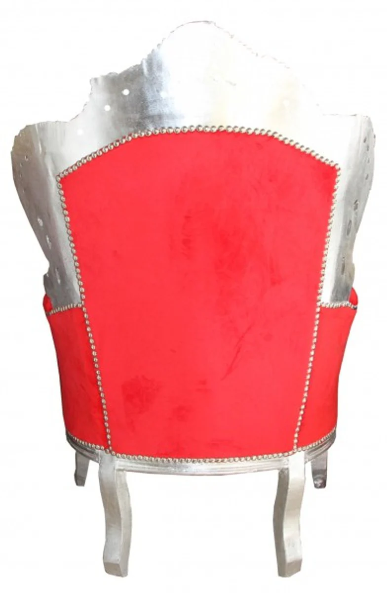 Baroque Armchair King Red/Silver - Antique Style