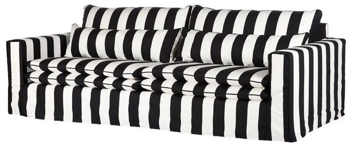 Sofa Black / White - Modern Living Room Sofa with Stripes - Modern Living Room Furniture