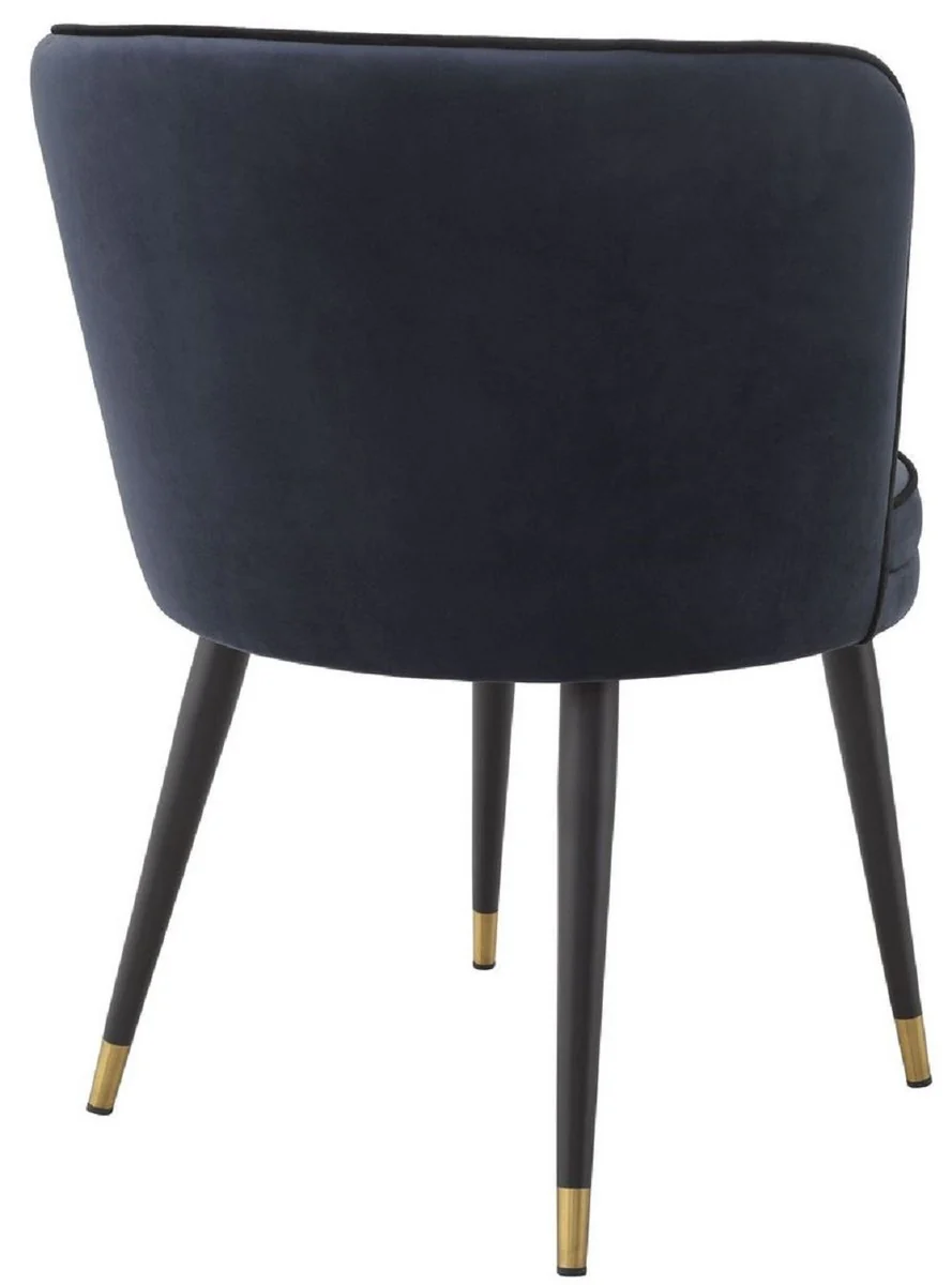 Luxury velvet dining chair midnight blue / black / brass 62 x 62 x H. 76 cm - Swivel kitchen chair - Swivel chair - Vintage retro chair - Dining room furniture