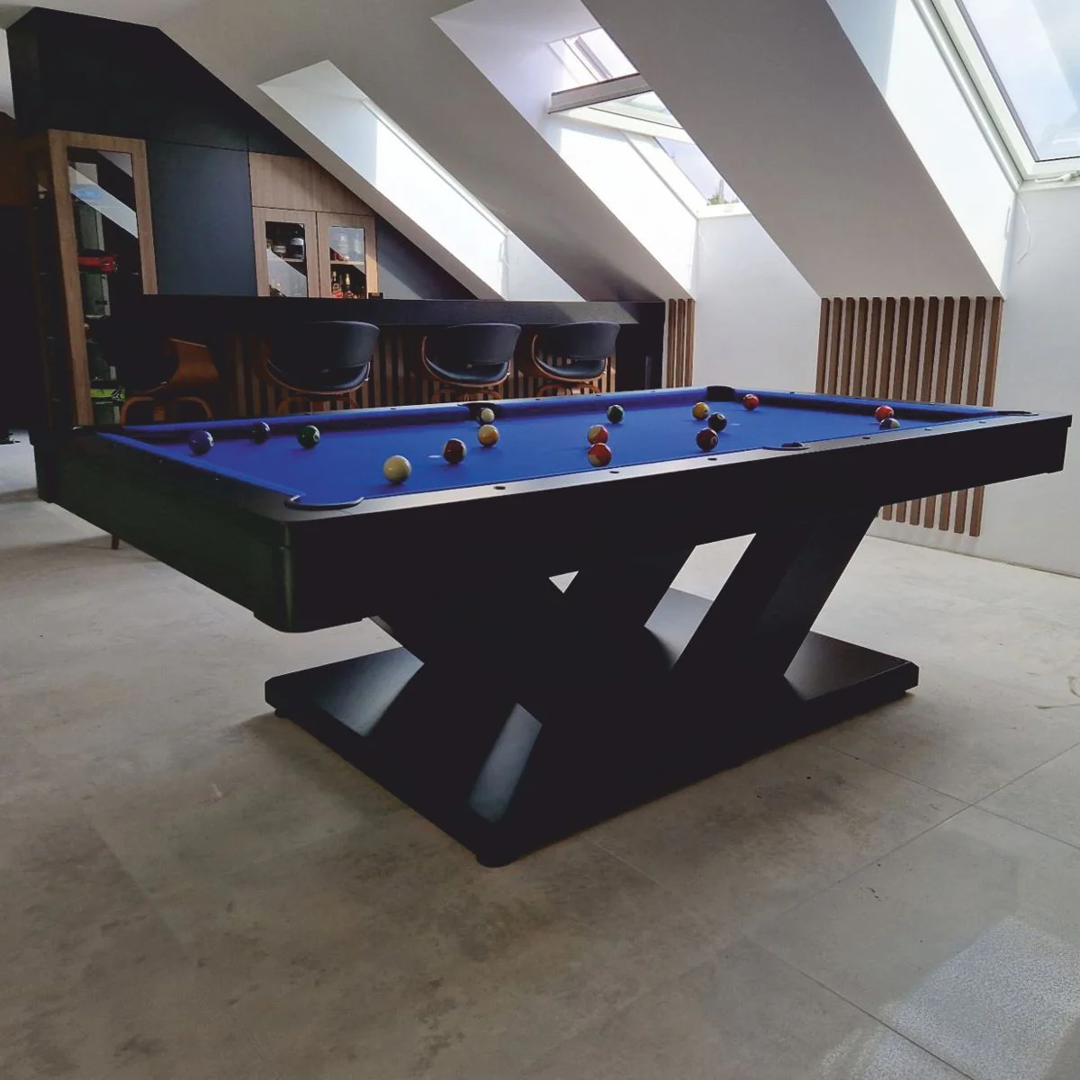 Luxury Pool Billiard Table/Dining Table 8ft Black/Blue
