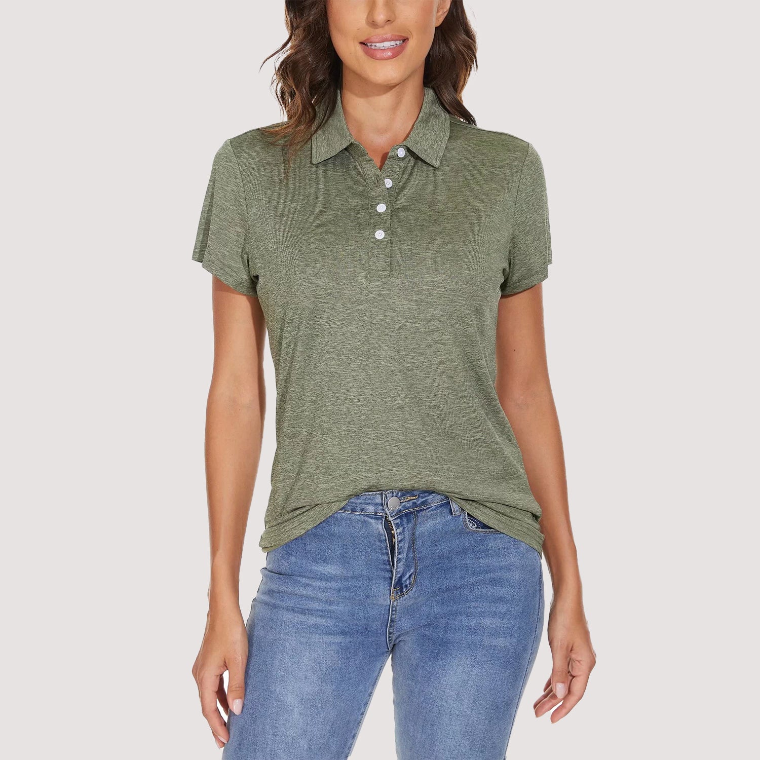Women's Polo T-Shirts 4-Button Moisture Wicking Athletic Tee Shirts
