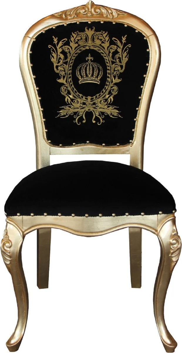Pompöös by Luxury Baroque Dining Room Chairs with Crown Black / Gold - Pompöös Baroque Chairs designed by Harald Glööckler - 4 dining room chairs