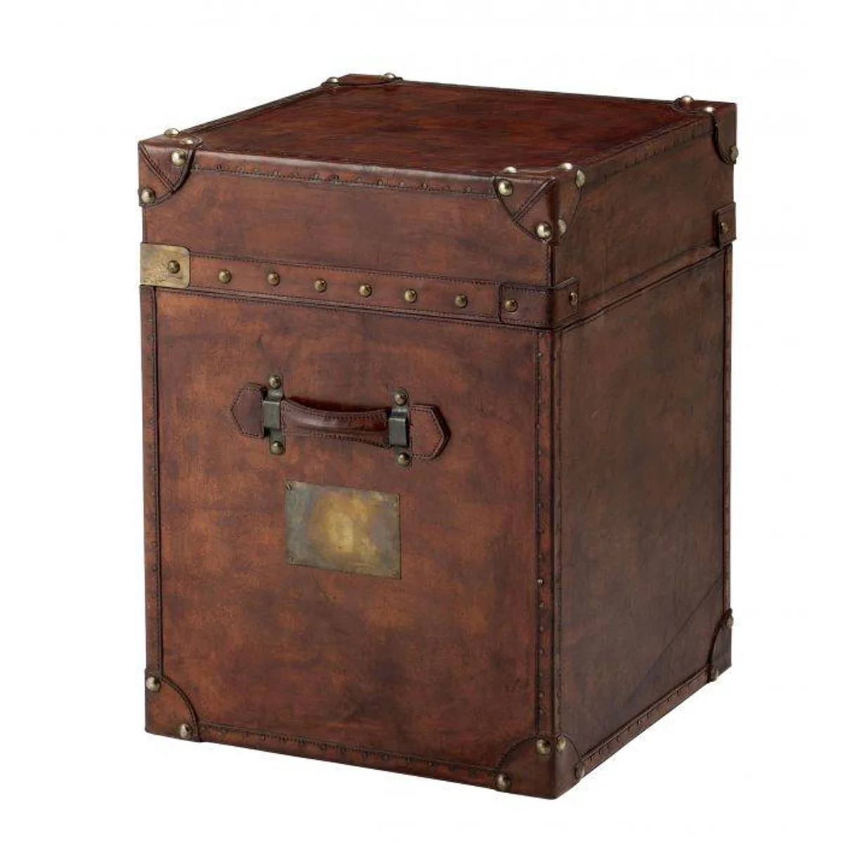 Luxury Suitcase Cabinet Chest Vintage Leather Brown - Art Deco Baroque Art Nouveau Suitcase Cabinet Night Cabinet