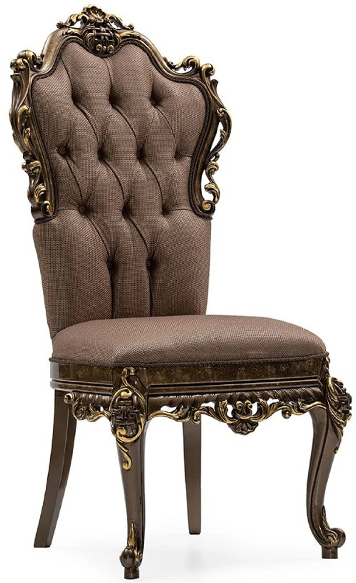 Luxury Baroque Dining Room Chair Set of 6 Gray / Brown / Gold - Magnificent Baroque Style Kitchen Chairs - Luxury Dining Room Furniture in Baroque Style - Baroque Dining Room Furniture - Baroque Style Furniture