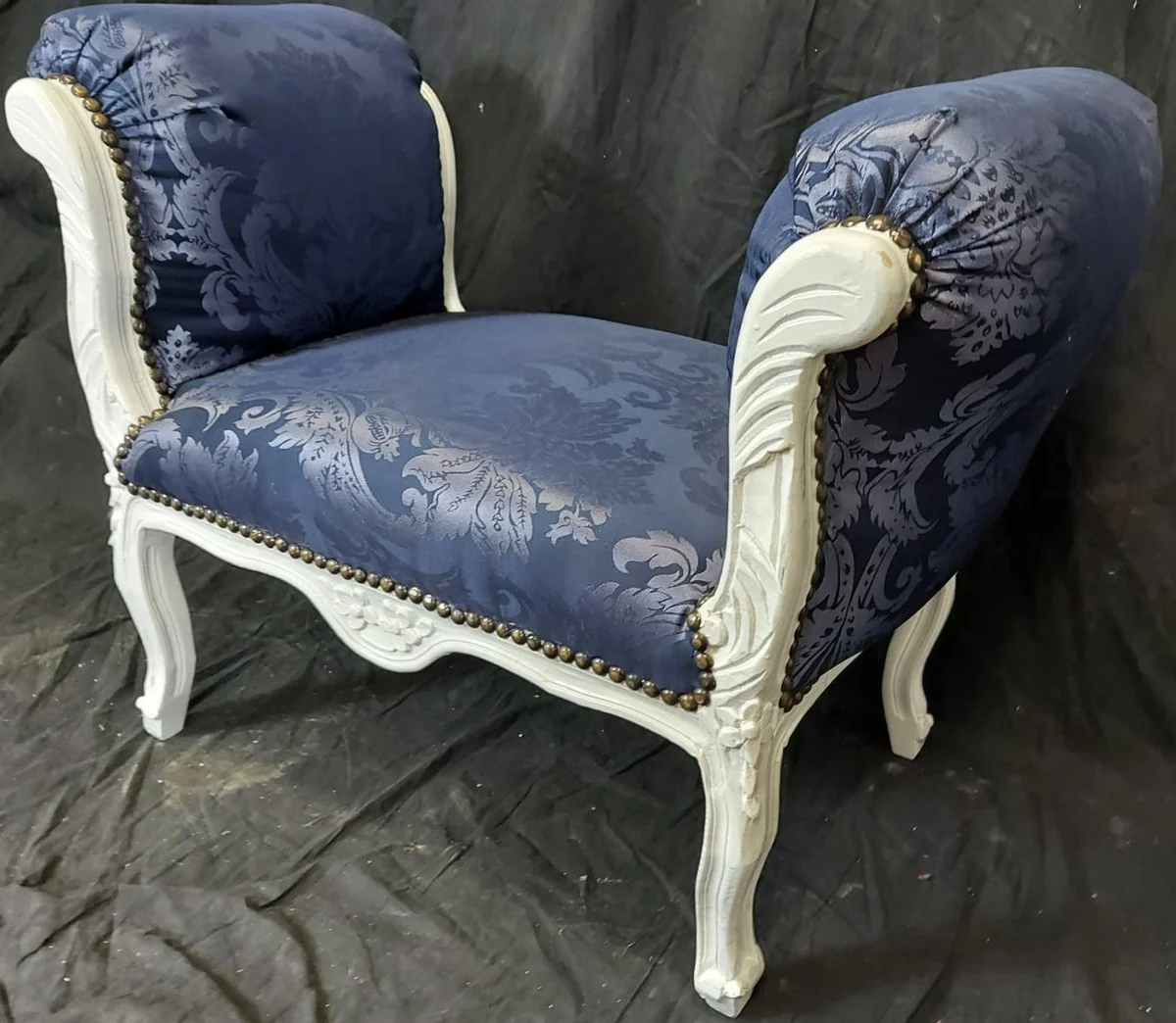 Baroque stool purple pattern / white - handmade antique style stool - baroque style stool - living room furniture in baroque style - baroque style furniture - baroque furniture - baroque furnishings
