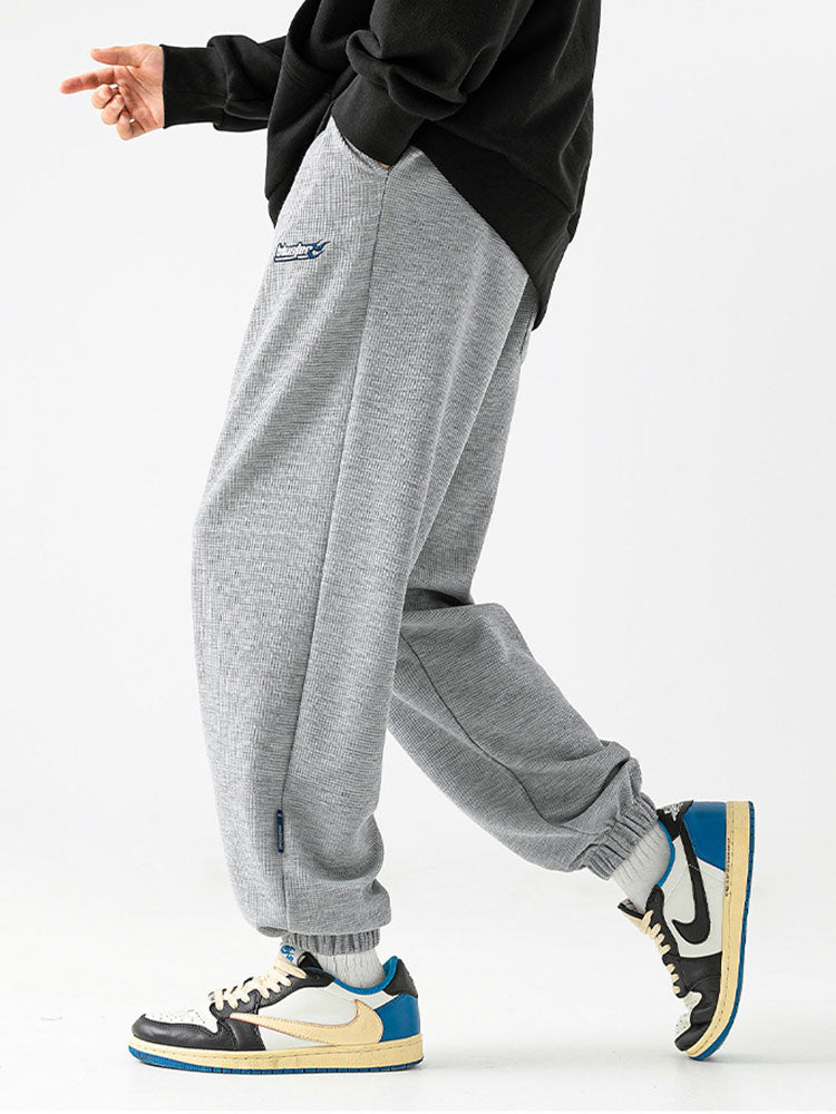 Letter Embroidery Waffle Joggers