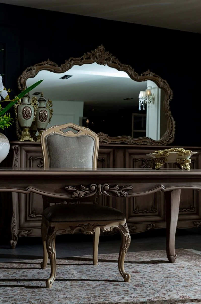 Luxury baroque mirror natural colors - magnificent solid wood wall mirror in baroque style - baroque furniture