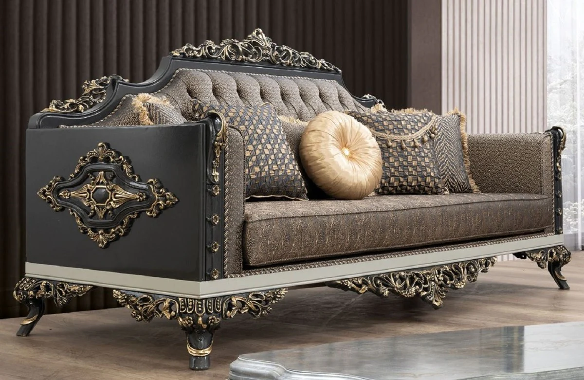 Luxury Baroque Living Room Set - 2 Sofas & 2 Armchairs & 1 Coffee Table - Handcrafted Living Room Furniture in Baroque Style - Noble & Magnificent