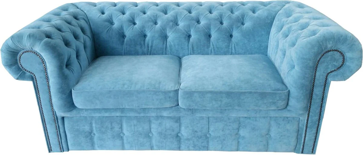Chesterfield 2-seater sofa in light blue 180 x 100 x H. 80 cm - Luxury Chesterfield sofa bed