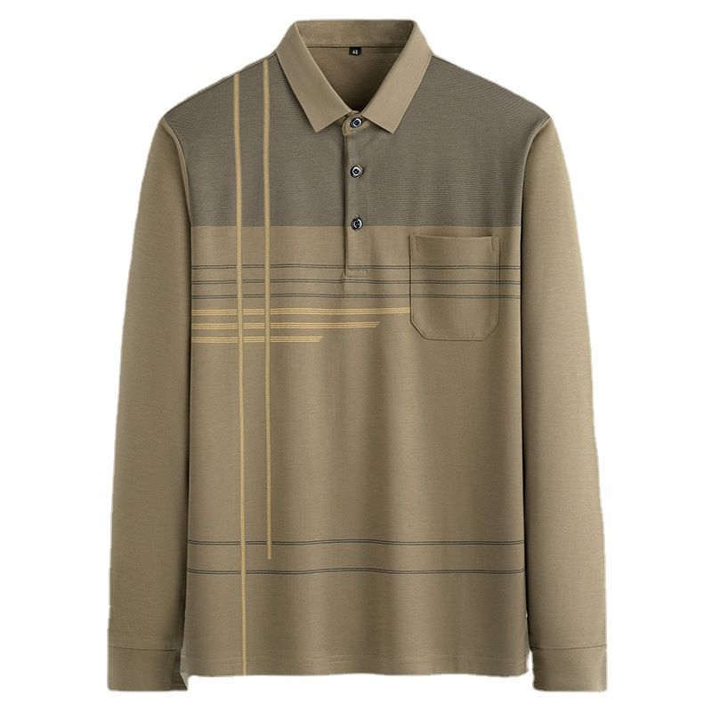 Men's Long Sleeve Pocket Long Sleeve POLO Shirt 002