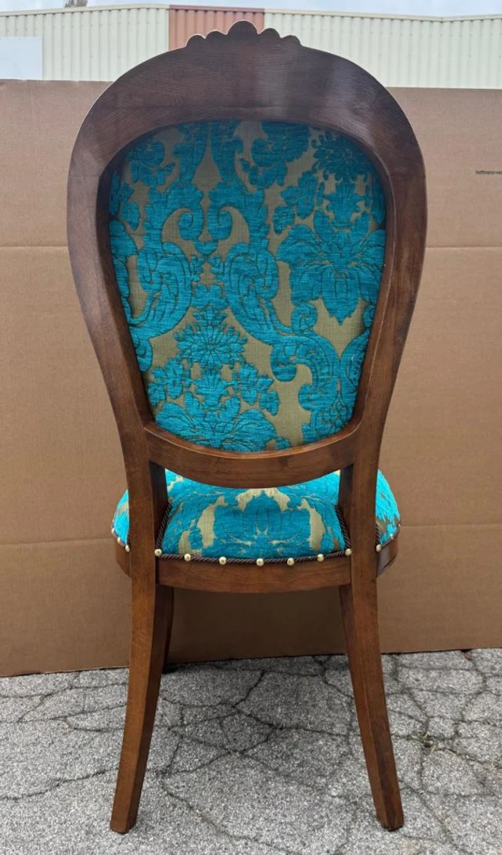 Luxury Baroque Dining Chair Blue / Gold / Brown / Gold - Baroque Furniture