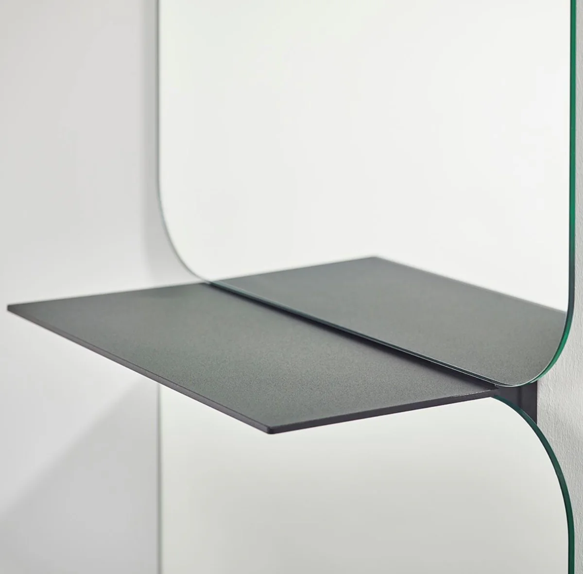 Luxury mirror black 47 x H. 180 cm - designer wall mirror with powder-coated aluminum shelf