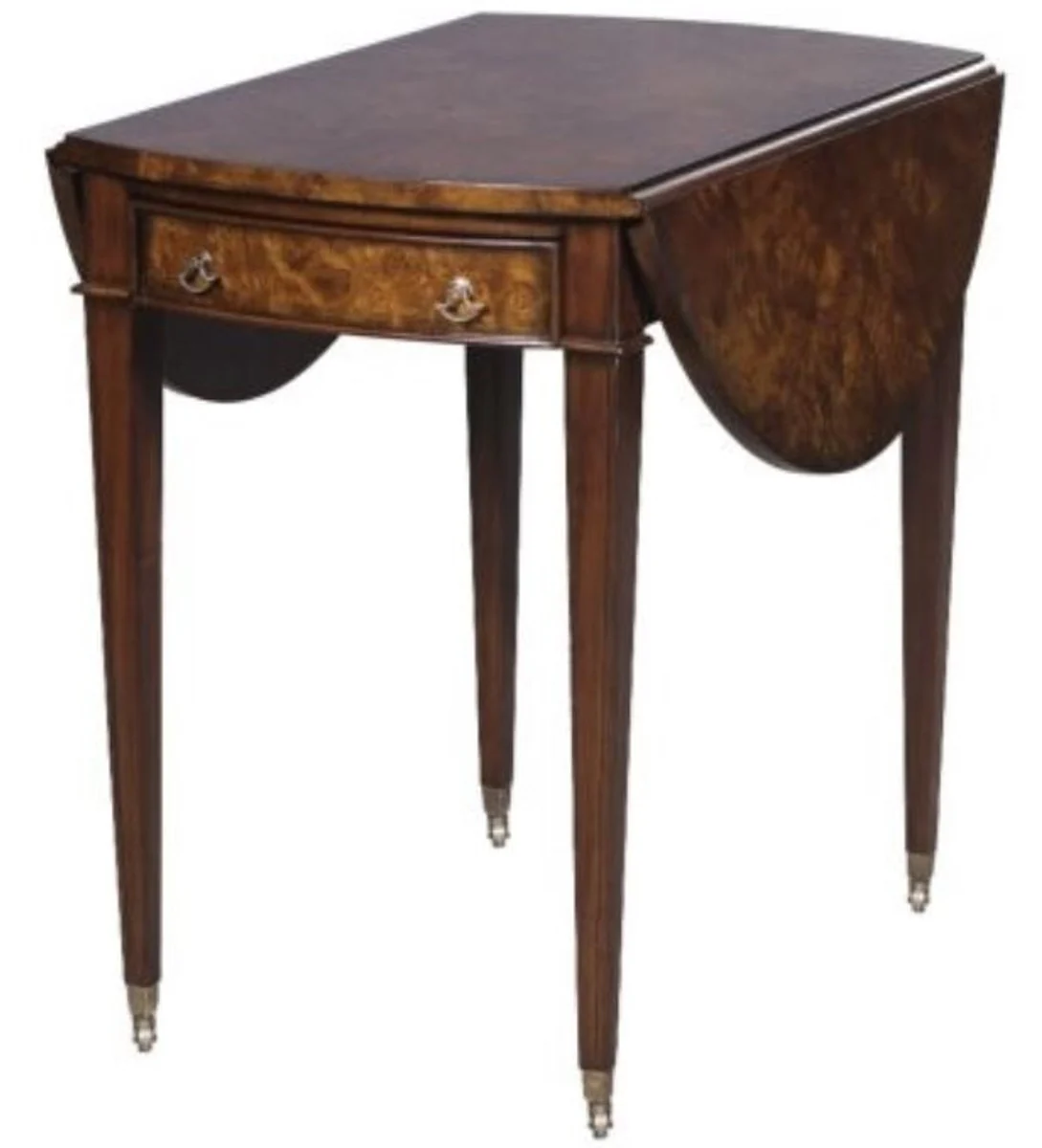 Luxury side table with drawer brown / light brown 89 x 76 x H. 64 cm - living room side table on wheels