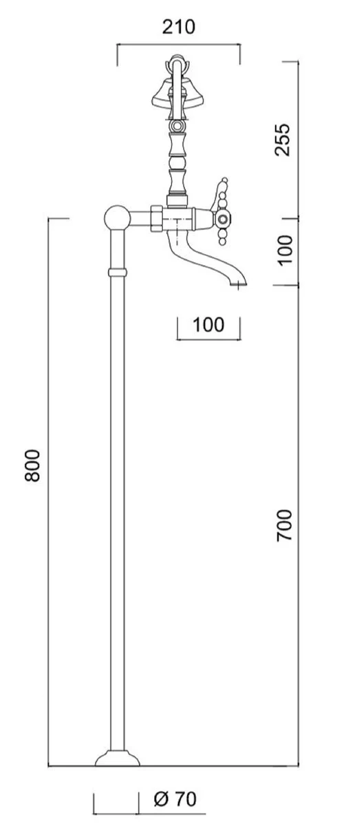 Art Nouveau bathtub fitting silver H. 105.5 cm - Nostalgic bathroom bathtub fitting with shower head and feet