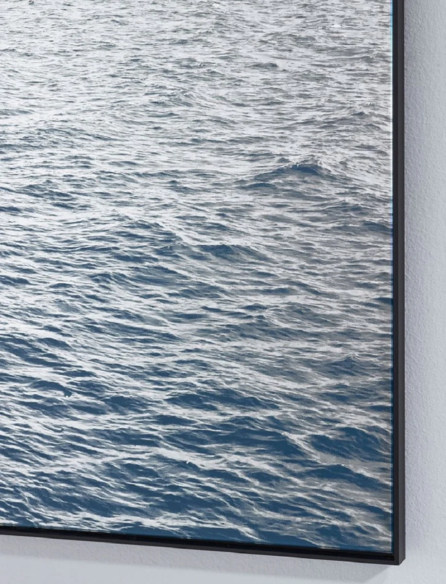 Luxury wall mirror sea blue / black 120 x 2 x H. 90 cm - Rectangular mirror with metal frame - Luxury furniture