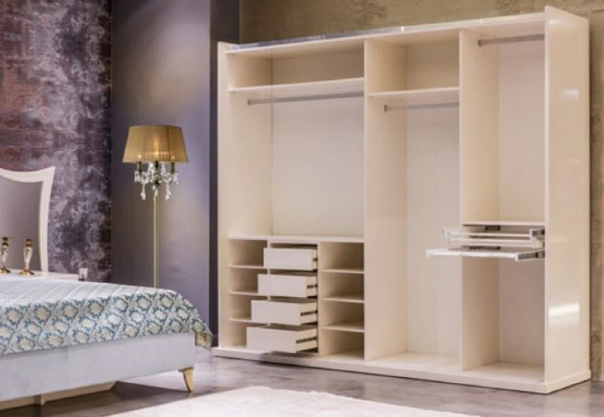 Luxury Baroque Bedroom Cabinet White / Gold - Solid Wood Wardrobe - Baroque Bedroom Furniture - Noble & Magnificent