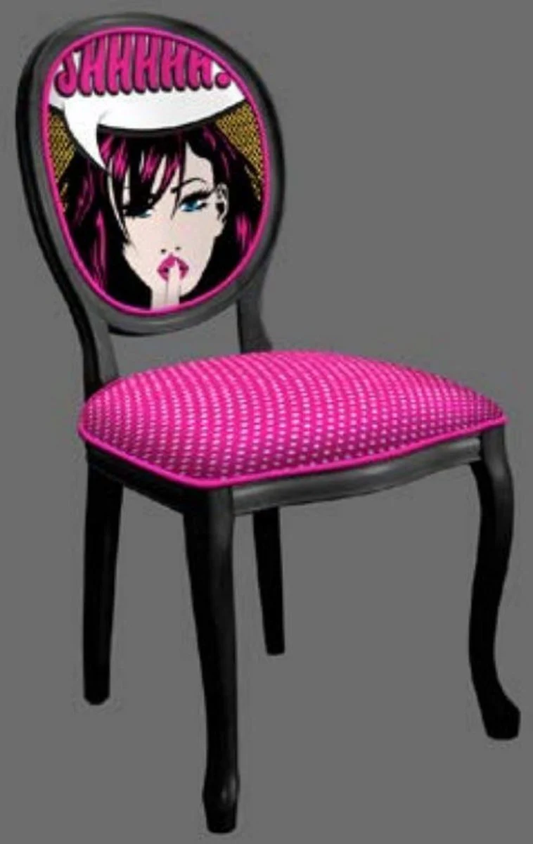 Baroque Dining Room Chair Set Purple / Multicolored / Black - 6 Handmade Kitchen Chairs in Baroque Style - Baroque Dining Room Furniture