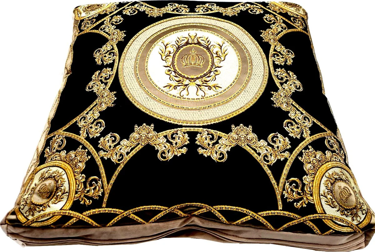 Harald Glööckler luxury decorative cushion Pompöös by black / cream / brown / gold - Glööckler cushion - designer decorative cushion - Harald Glööckler designer decorative accessories - luxury quality