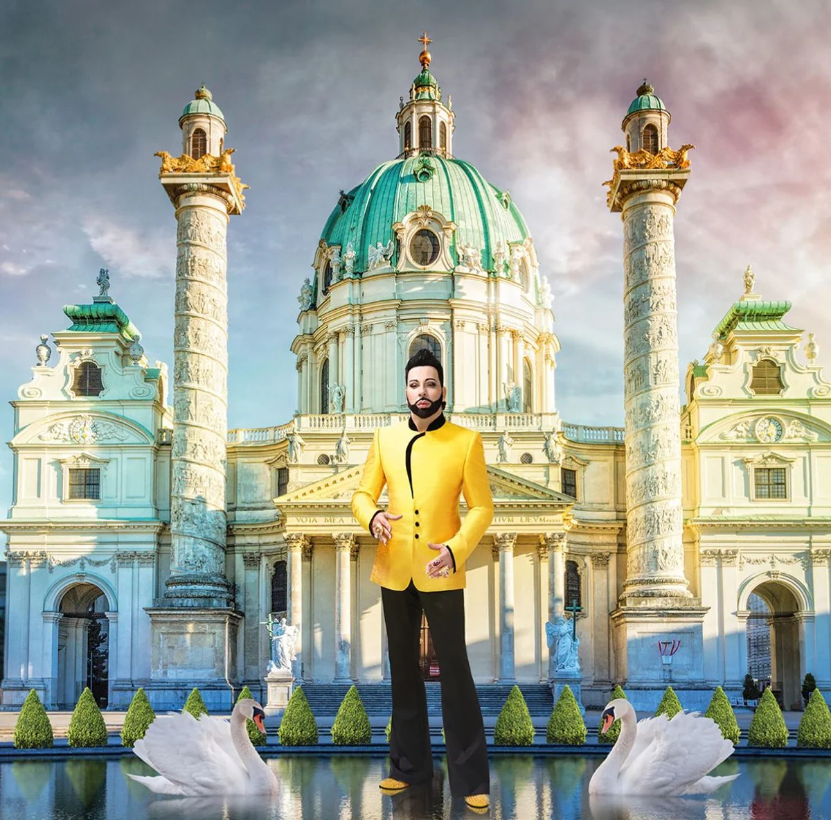 Harald Glööckler designer baroque non-woven wallpaper 58501 - gold / copper / green / pink / white