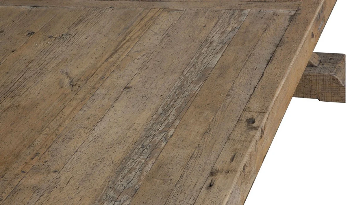 Country house style dining table brown 330 x 110 x H. 77 cm - Rustic solid wood kitchen table - Rustic solid wood dining room furniture - Country house style dining room furniture