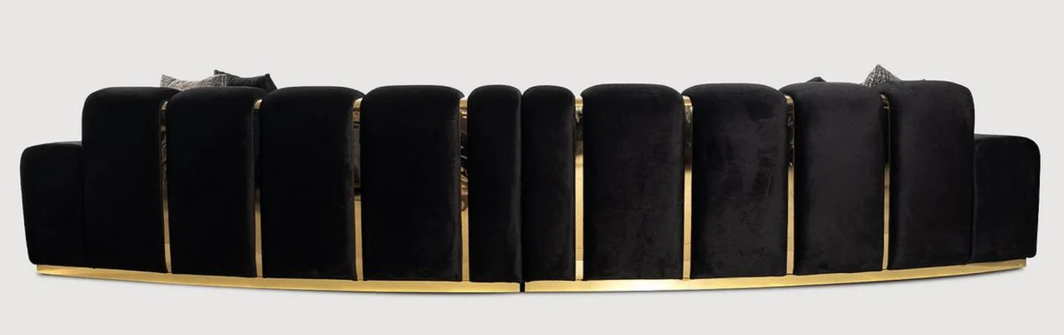 Luxury 5 seater sofa black / gold 420 x 100 x H. 80 cm - Curved living room sofa - Hotel sofa - Living room furniture - Hotel furniture - Luxury furniture - Luxury furnishings