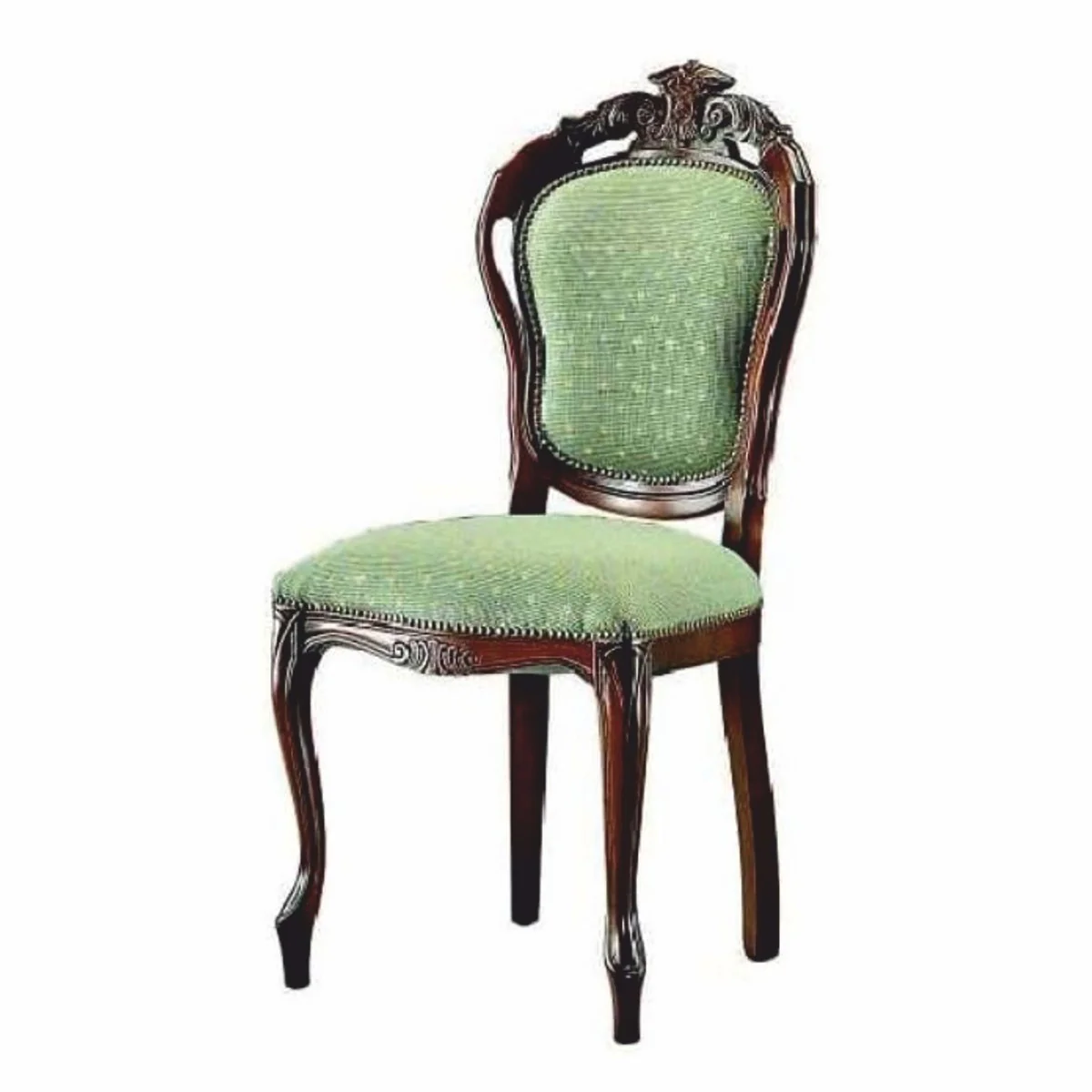 Luxury Baroque Dining Room Chair Set of 4 Green / Dark Brown H. 100 cm - Baroque Dining Room Furniture
