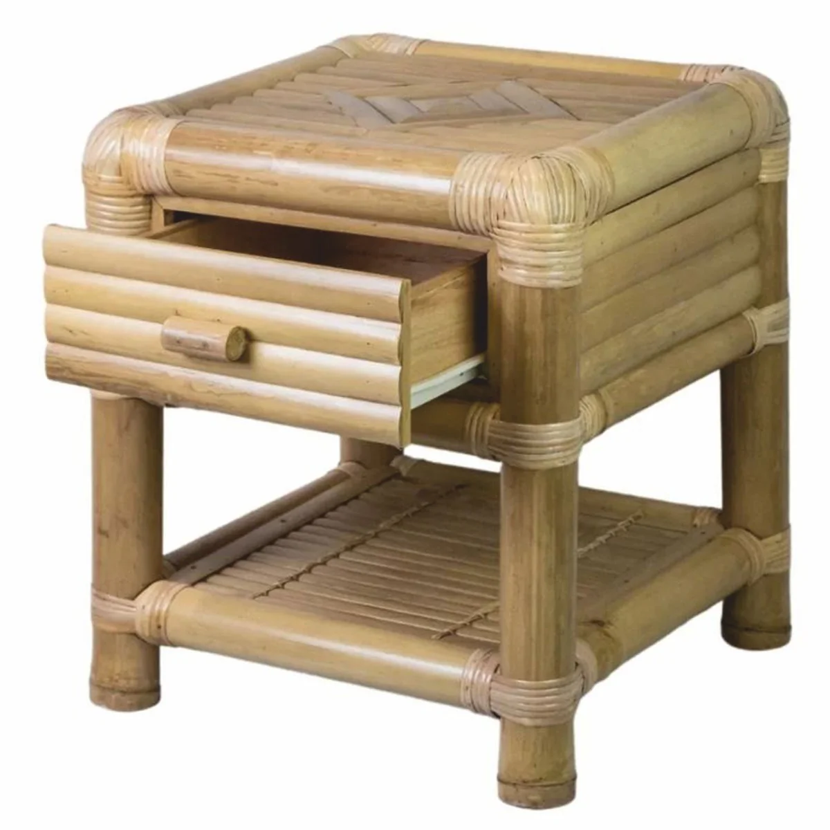 Luxury bamboo bedside table with drawer natural color H. 45 cm - Bamboo furniture