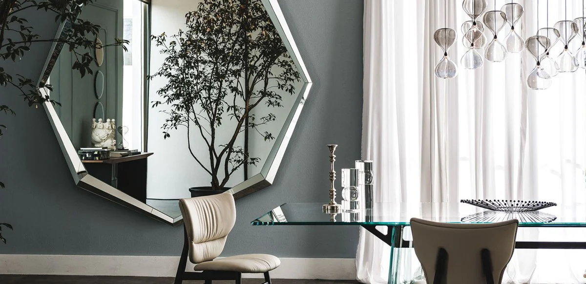 Luxury mirror 200 x 10 x H. 200 cm - Elegant wall mirror with mirrored edge - Luxury collection