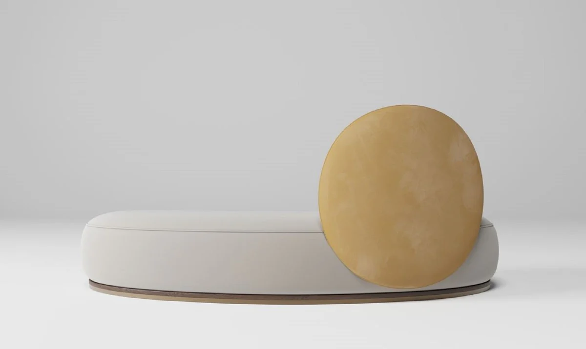 Luxury velvet sofa gray / beige / brown / brass 230 x 100 x H. 86 cm - Curved living room sofa - Hotel sofa - Living room furniture - Hotel furniture - Luxury furniture