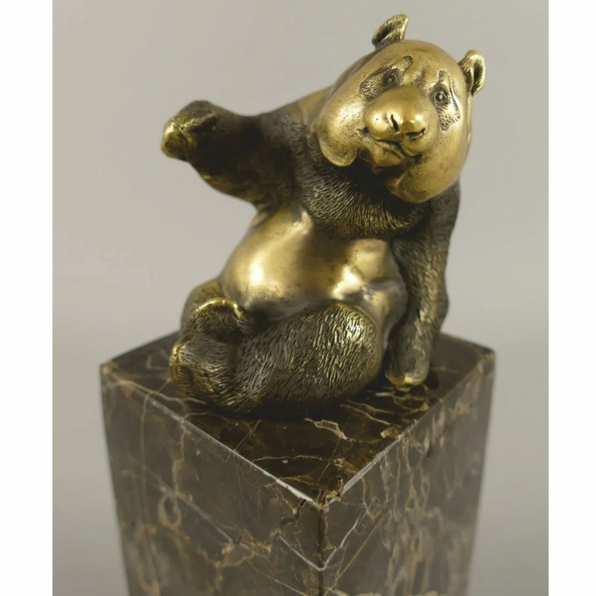 Bronze sculpture panda bear gold / black H. 21 cm - bronze figure