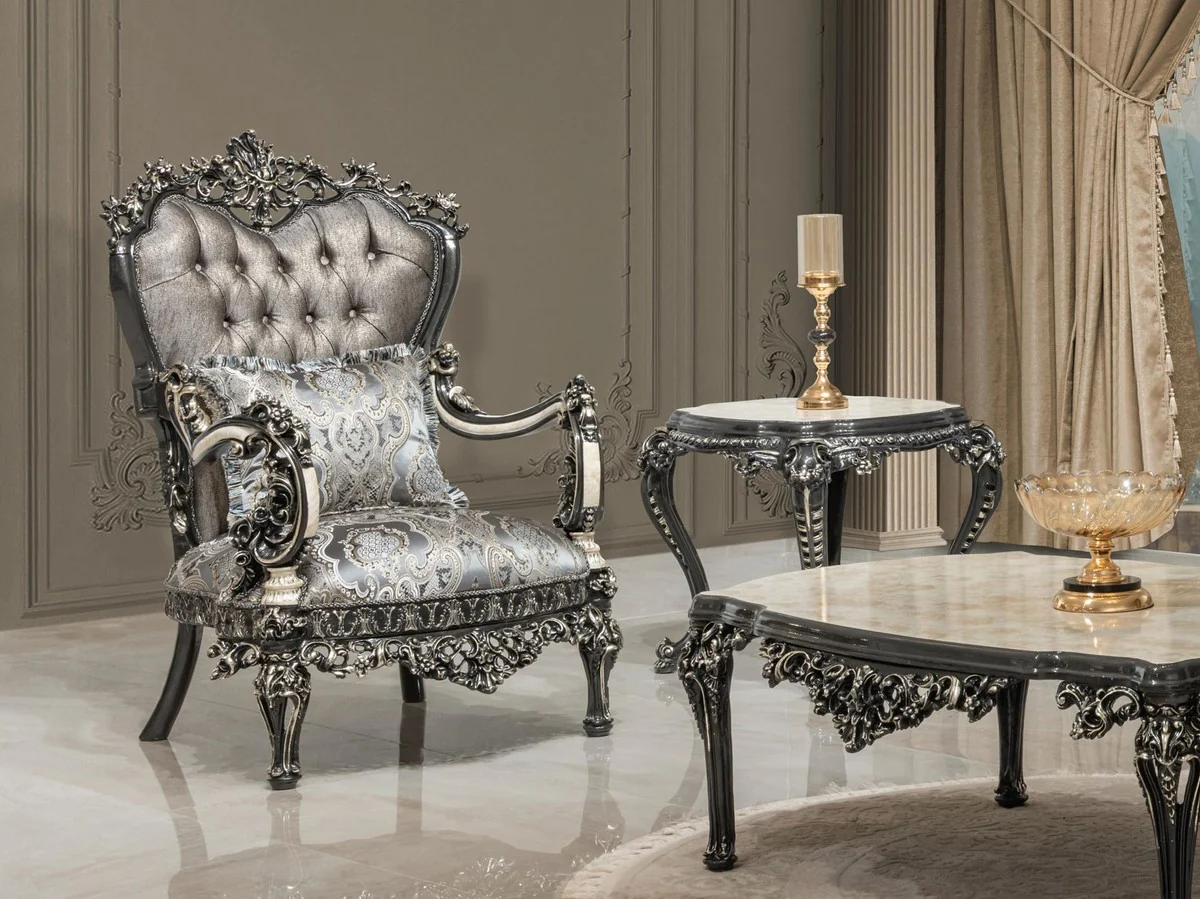 Luxury baroque side table white / beige / black / gold - handmade solid wood table in baroque style - luxury living room furniture in baroque style - baroque furniture - noble & magnificent