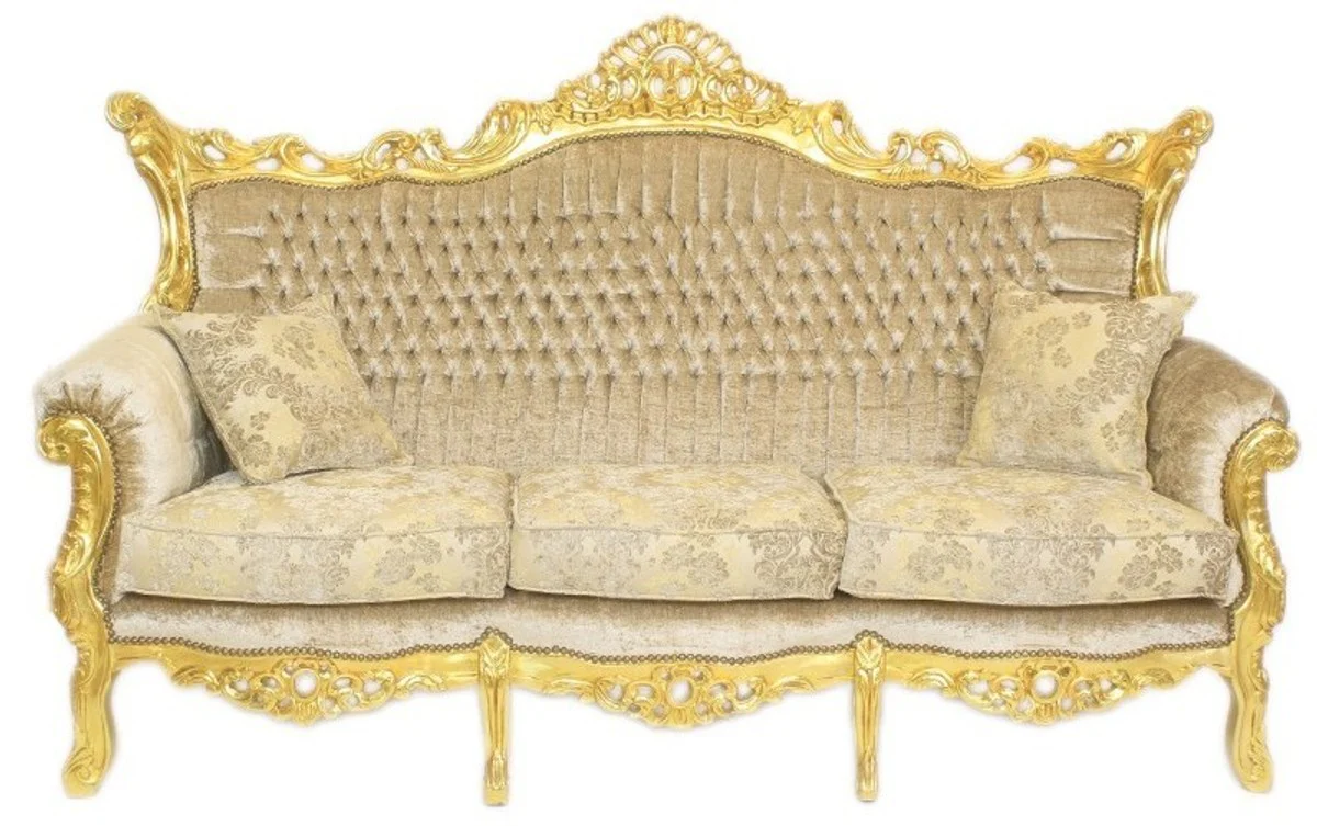 Baroque living room set Master cream velvet / gold - 3 seater sofa + 2 armchairs - Limited Edition!