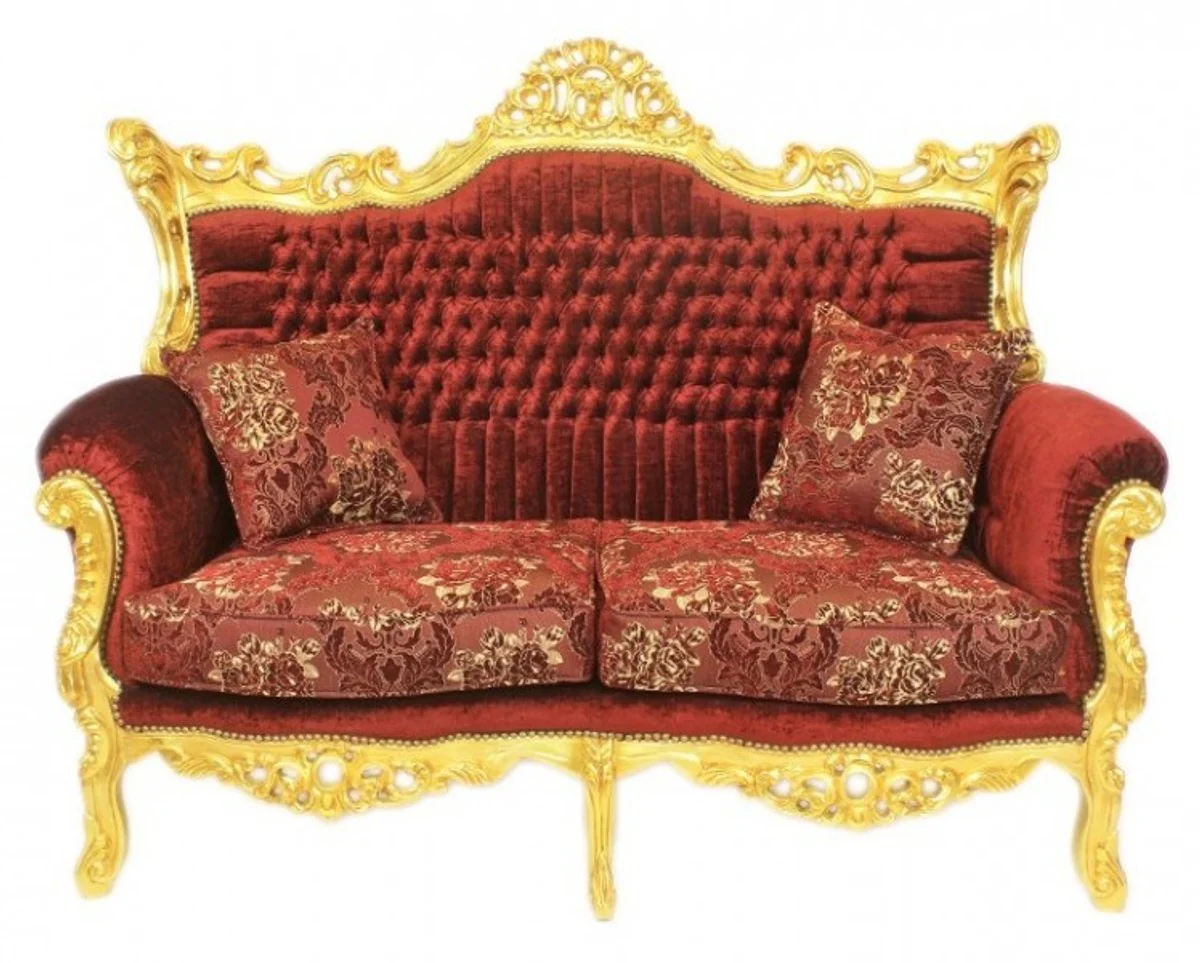Baroque living room set Master Bordeaux pattern velvet fabric / gold - 2 sofa + 2 armchairs - Limited Edition!