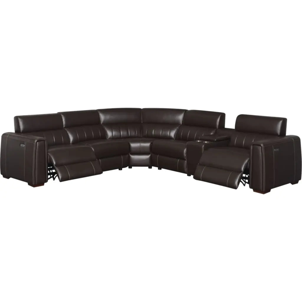 4-SEAT POWER RECLINING LEATHER SECTIONAL SOFA mit OUTLETS und USB PORTs