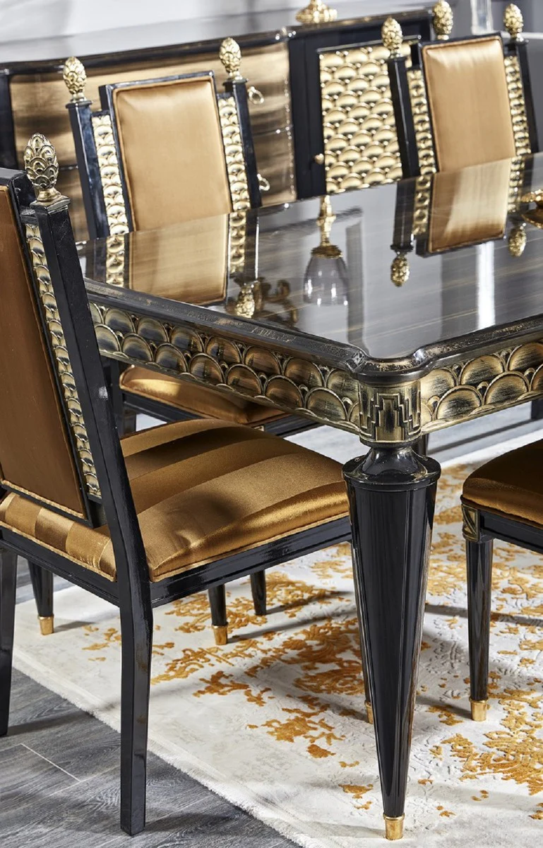 Luxury Baroque Dining Table Gold / Black - Handcrafted Solid Wood Dining Room Table - Baroque Dining Room Furniture - Noble & Magnificent