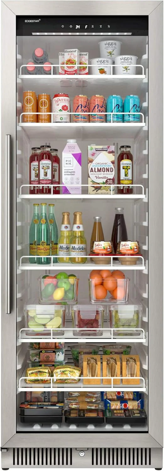 22" Wide 10.1 Cu. Ft. Commercial Beverage Merchandiser – Stainless Steel, Temp Alarm, Reversible Door