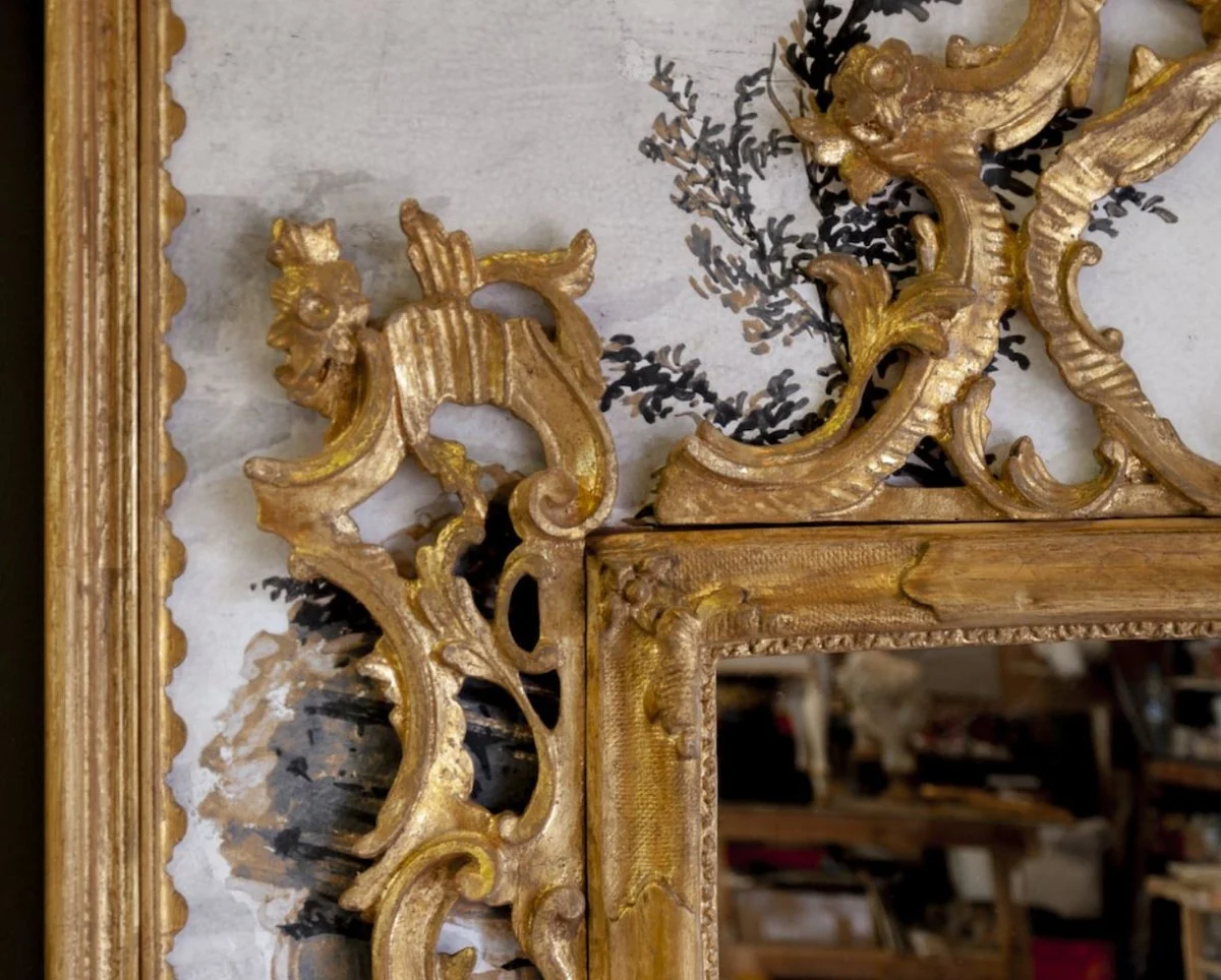 Luxury Baroque Mirror Antique Gold / Multicolored - Rectangular Italian Baroque Style Wall Mirror - Baroque Furniture - Luxury Furniture in Baroque Style - Luxury Quality - Made in Italy