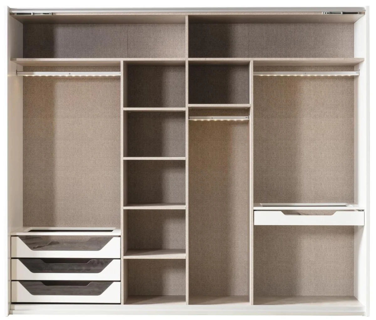 Luxury bedroom wardrobe white / copper 260 x 70 x H. 220 cm - solid wood wardrobe with 2 sliding doors - luxury bedroom furniture