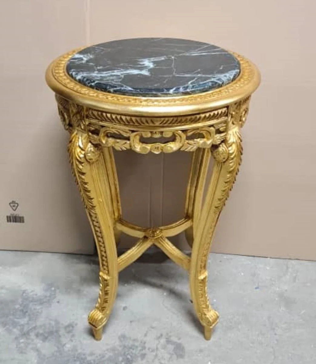 Baroque style side table with marble top gold / black H. 70 cm