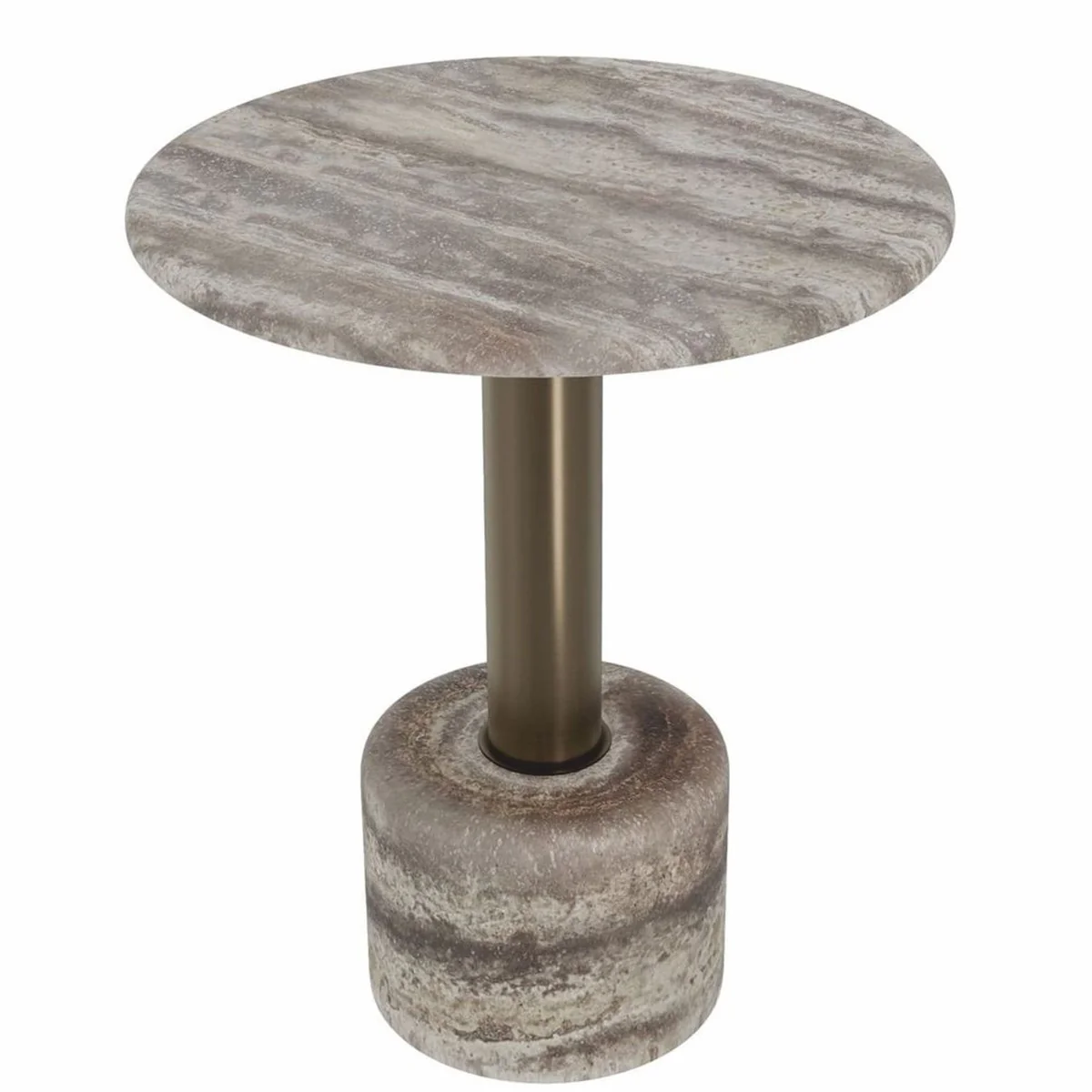 Luxury travertine side table gray Ø 50 x H. 60 cm - Travertine furniture