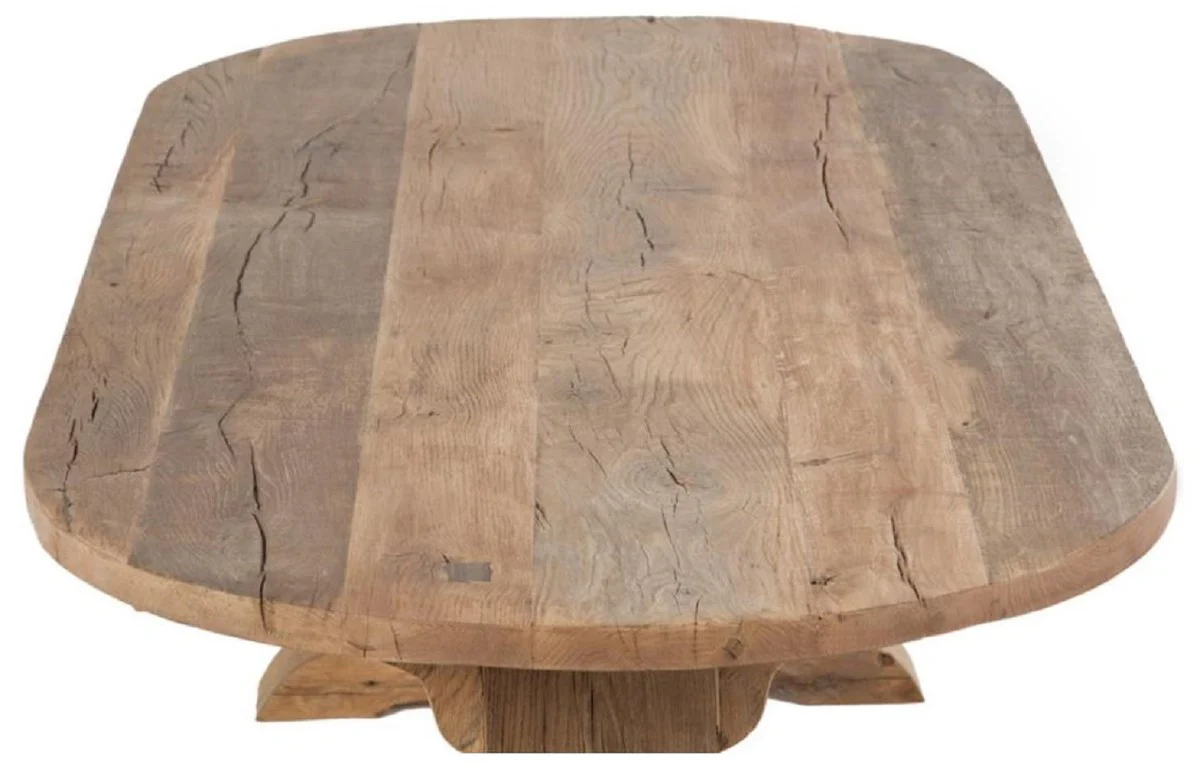 Country Style Dining Table Natural Colors - Various Sizes - Oval Rustic Solid Wood Kitchen Table - Rustic Solid Wood Dining Room Furniture - Country Style Dining Room Furniture