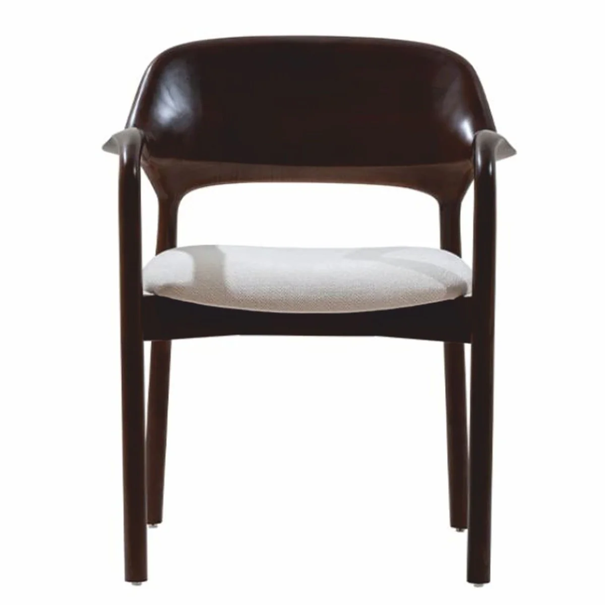 Luxury dining room chair with armrests dark brown / white - dining room furniture
