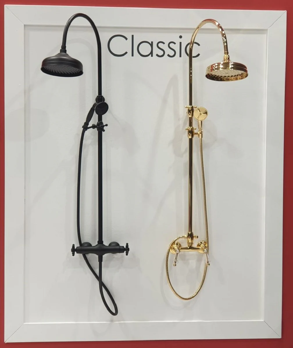 Luxury bathroom shower set black H. 111-138.5 cm - shower set with overhead shower and hand shower - bathroom accessories - luxury quality - Made in Italy